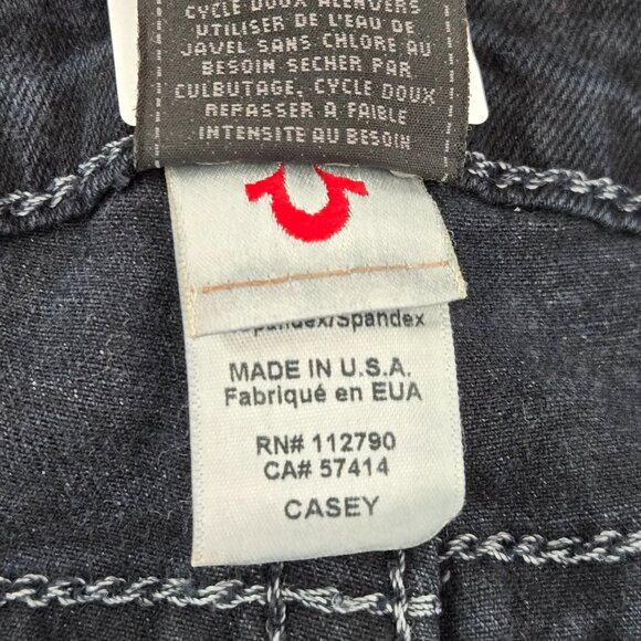 True Religion Women Jeans 32 Black Casey‎ Super Skinny Low Rise Studded Pockets - Picture 12 of 15